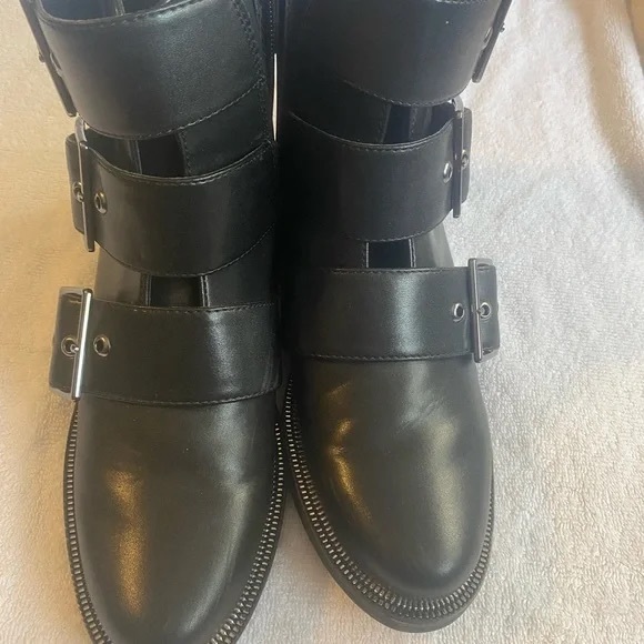 Black Buckle Strap Boots - Picture 1 of 3